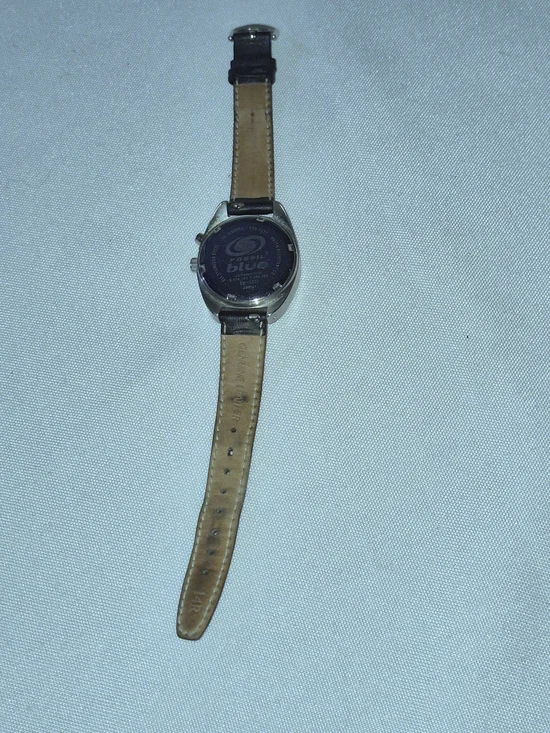 Fossil Blue Dial 31 mm Stainless Watch AM-3551 100m with Black Leather Strap - Picture 6 of 7